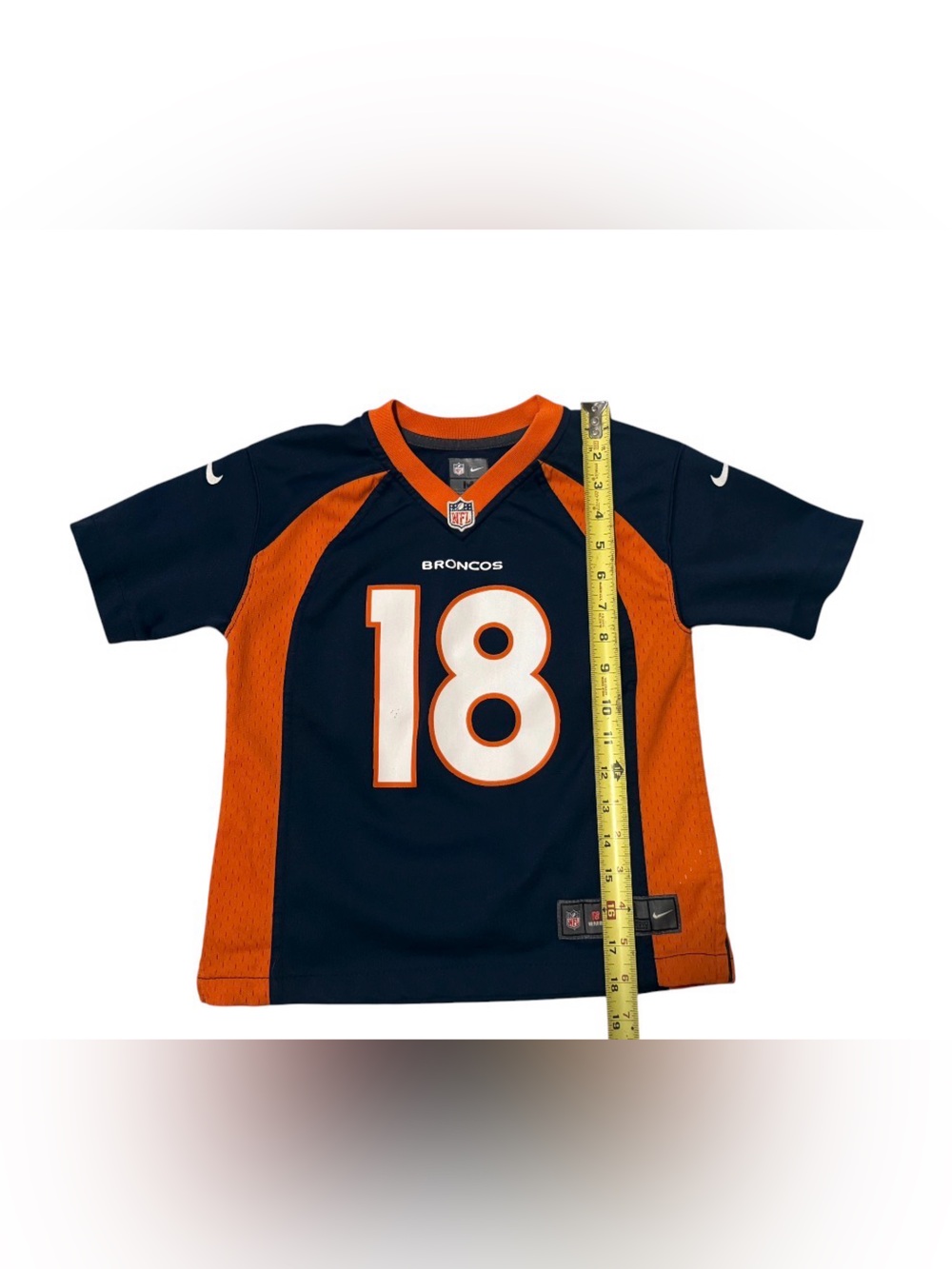 NFL Denver Broncos Youth Navy & Orange #18 Football Jersey - Picture 4 of 5